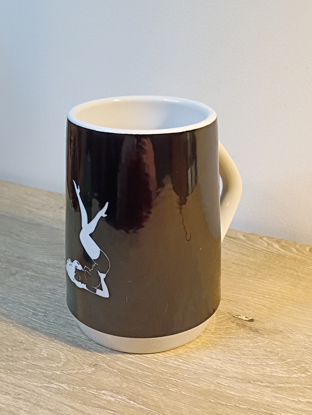 Vintage 60s Playboy Femlin Black White Porcelain Coffee Mug 18 oz Pottery Glazed